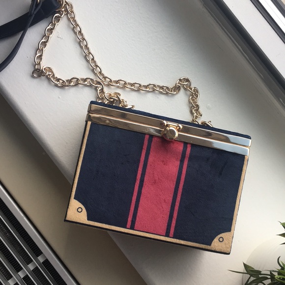 Zara Handbags - Zara minaudiere navy blue bag